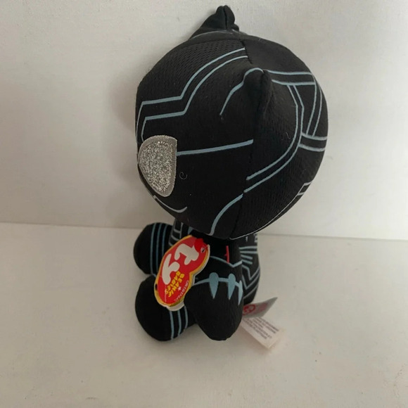 New Ty Marvel Black Panther Beanie Baby Plush Soft Toy - 6" Avengers With Tags - Picture 5 of 7